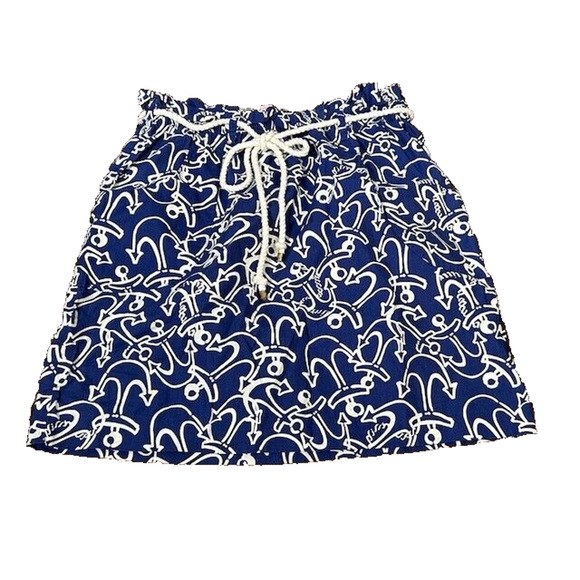 Lilly Pulitzer Blue Anchors Away Avery Skirt Anchor Pattern Boating Navy Size XS - Picture 1 of 11